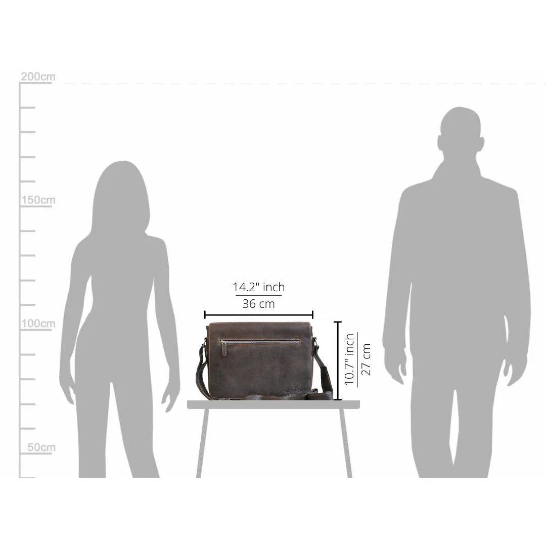 Boutique of Leathers Leather Laptop Bag – Premium Waxed Pull-Up Messenger Bag size