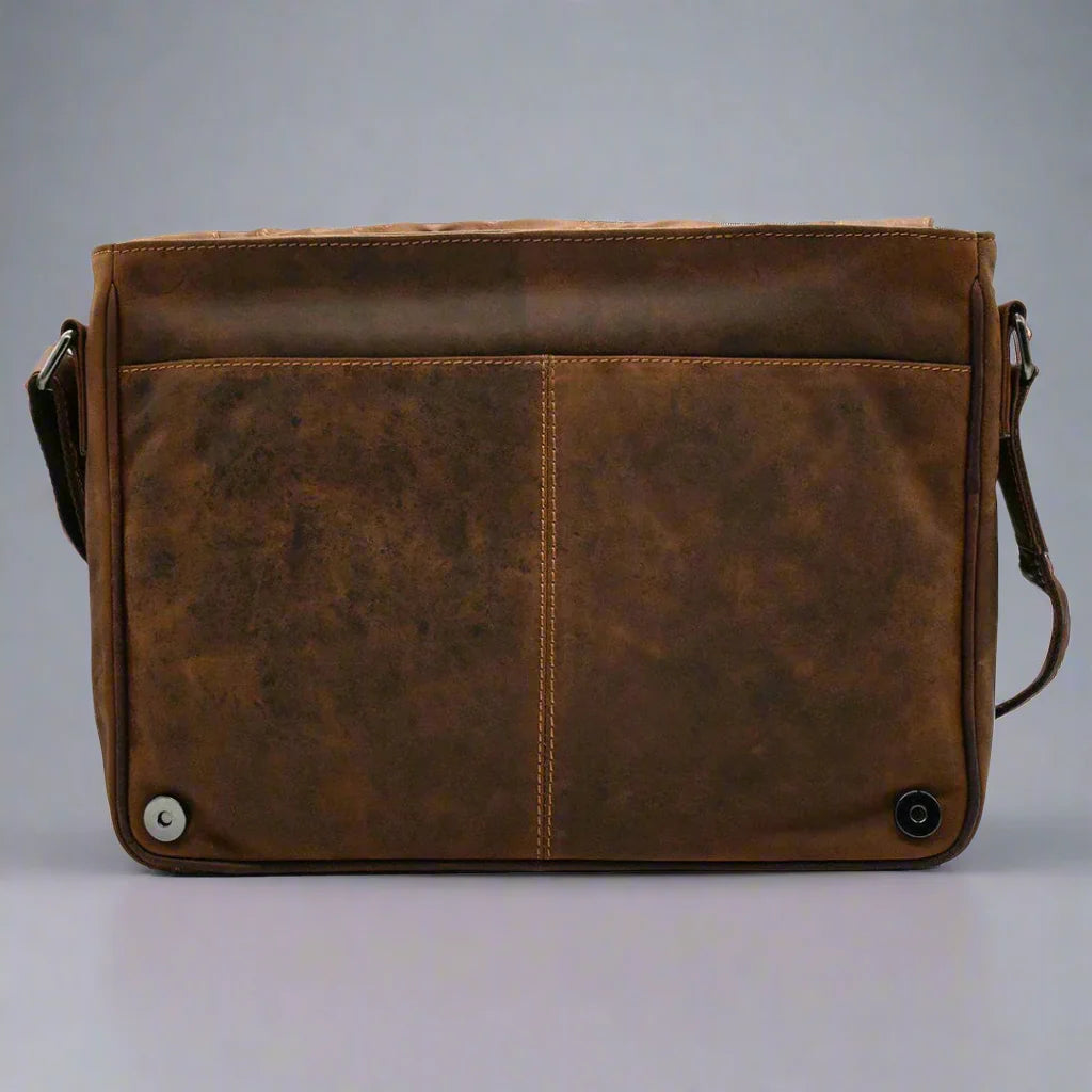 Boutique of Leathers Leather Laptop Bag – Premium Waxed Pull-Up Messenger Bag distressed