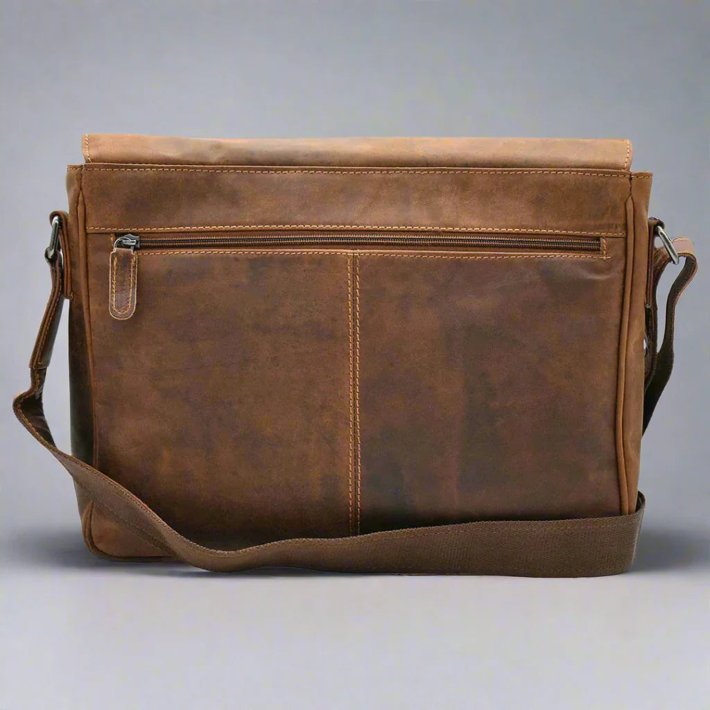Boutique of Leathers Leather Laptop Bag – Premium Waxed Pull-Up Messenger Bag back