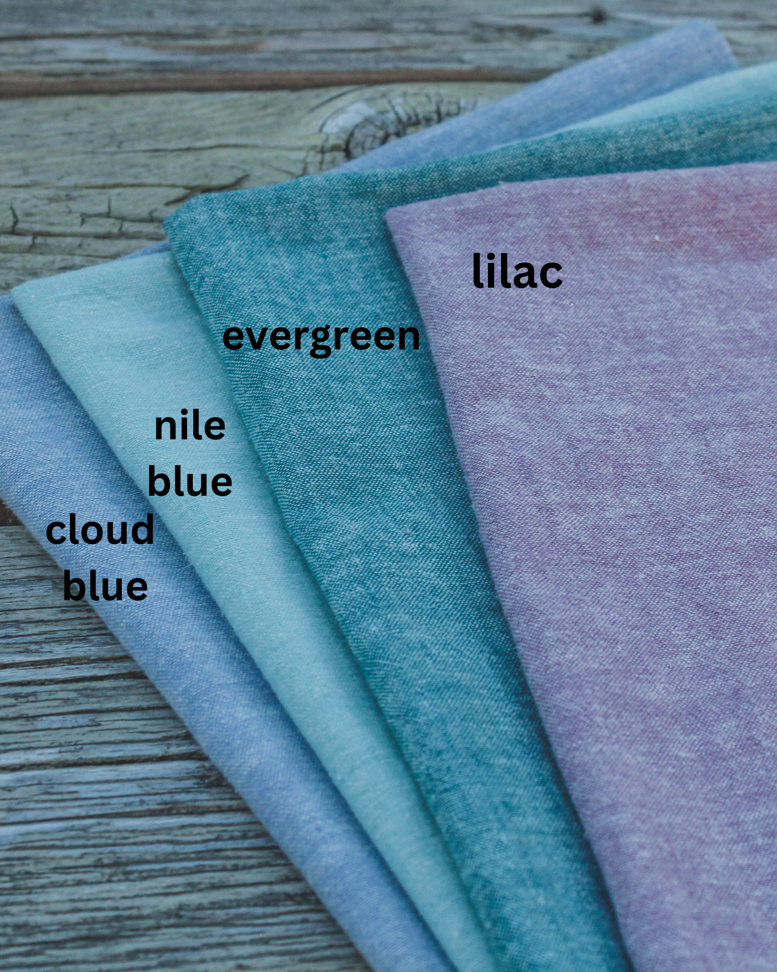 Organic Cotton & Hemp Tea Towels - Single and Packs from Kindred Coast 'evergreen', 'nile blue', 'cloud blue', and 'lilac' .