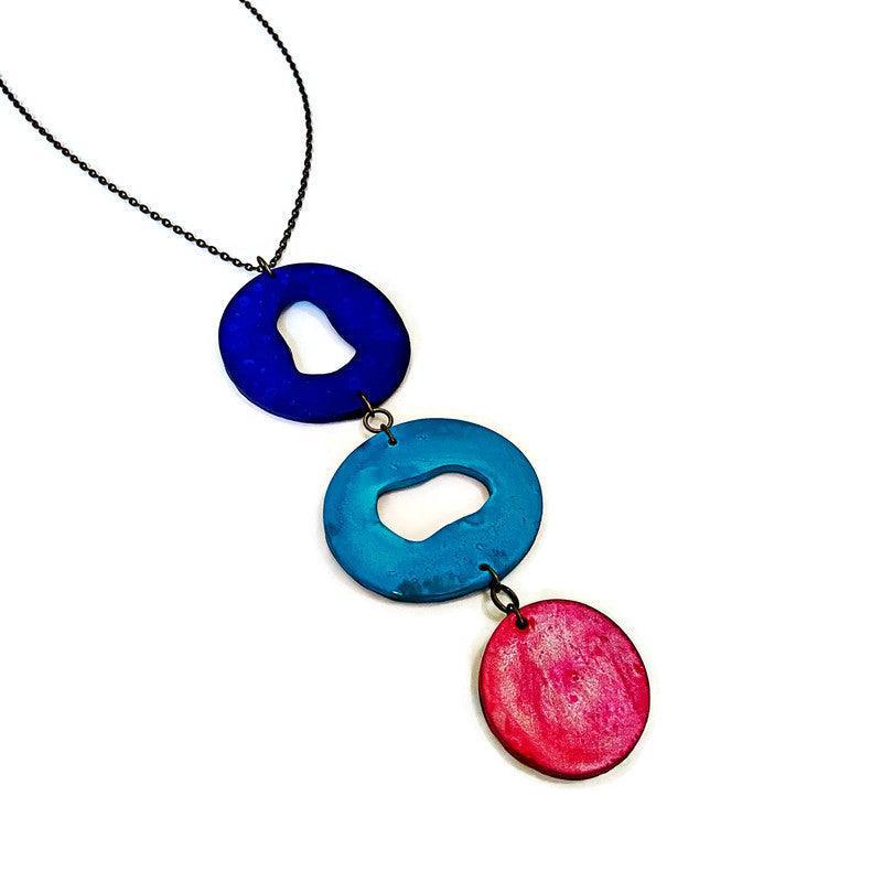 Long Colorful Statement Pendant Necklace, Handmade Polymer Clay Sassy Sacha Jewelry 5