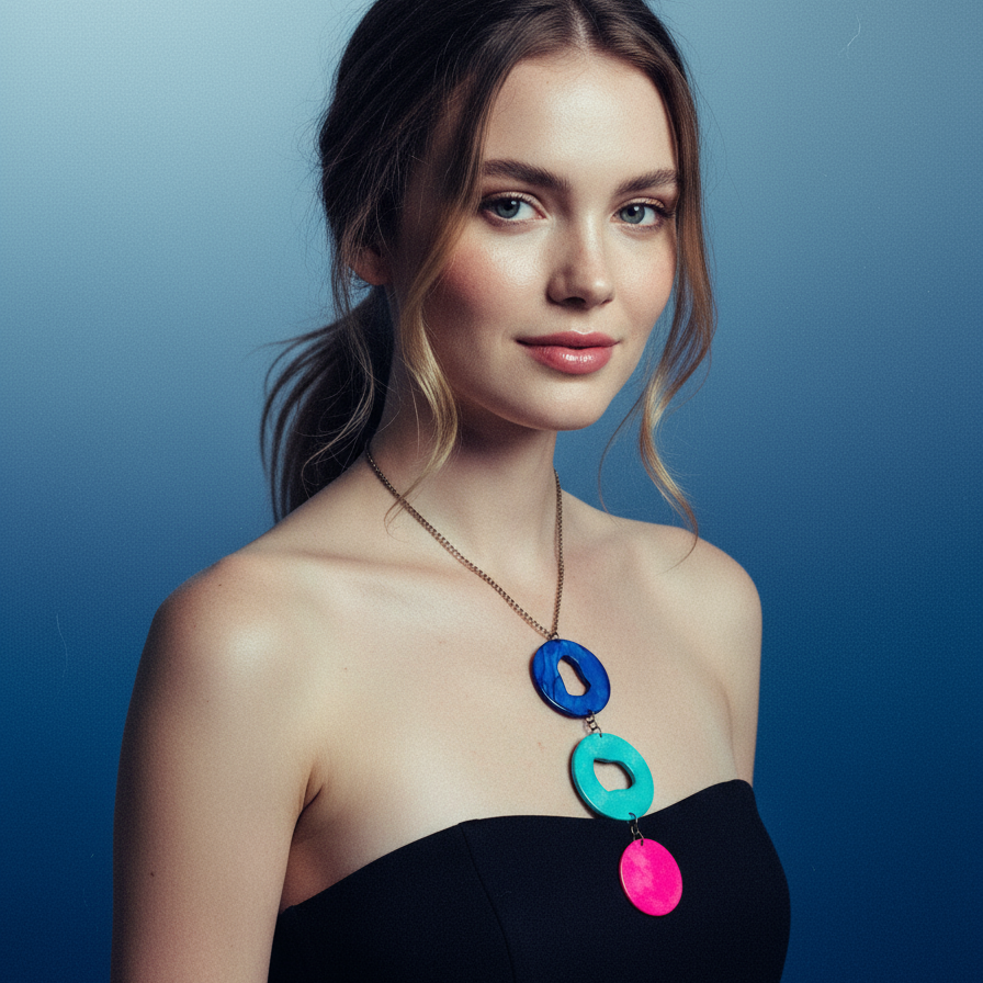 Long Colorful Statement Pendant Necklace, Handmade Polymer Clay Sassy Sacha Jewelry 3