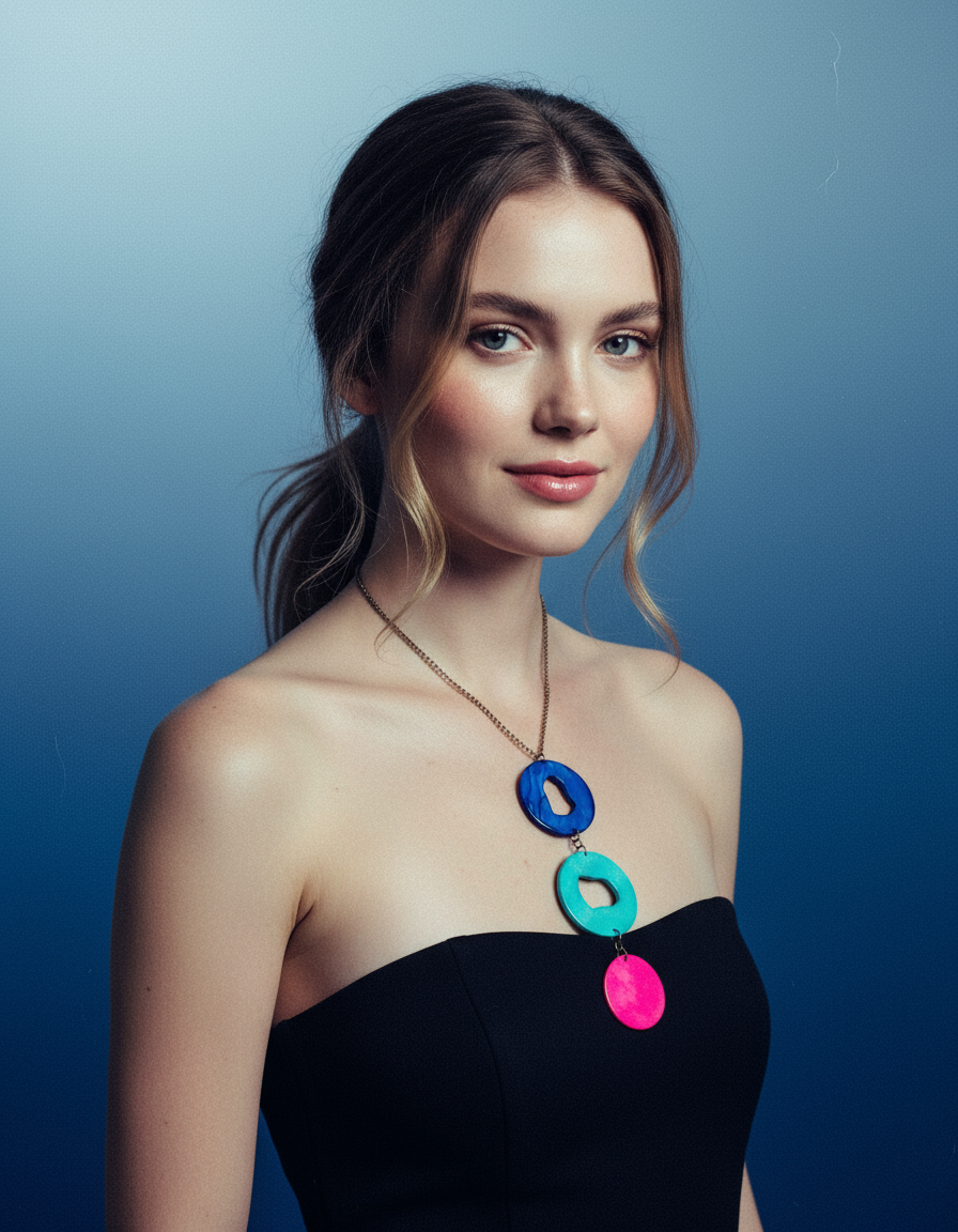 Long Colorful Statement Pendant Necklace, Handmade Polymer Clay Sassy Sacha Jewelry 3