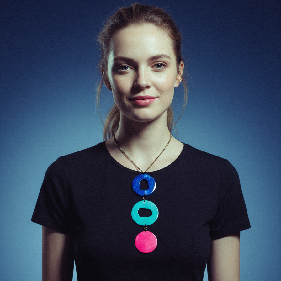Long Colorful Statement Pendant Necklace, Handmade Polymer Clay Sassy Sacha Jewelry 2