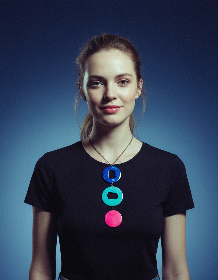 Long Colorful Statement Pendant Necklace, Handmade Polymer Clay Sassy Sacha Jewelry 2