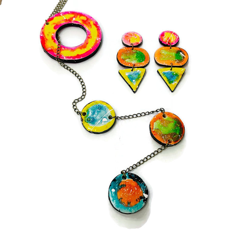 Paint Splash Jewelry Set- Lariat & Earrings Sassy Sacha Jewelry