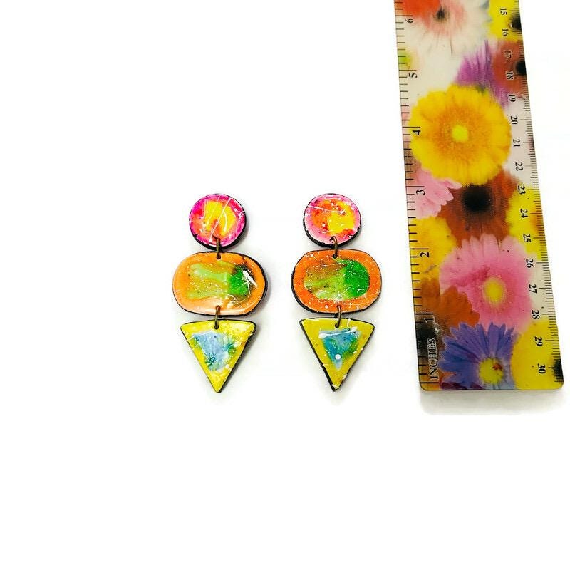 Colorful Abstract Lariat  earrings Handmade by sassy sacha jewelry 5