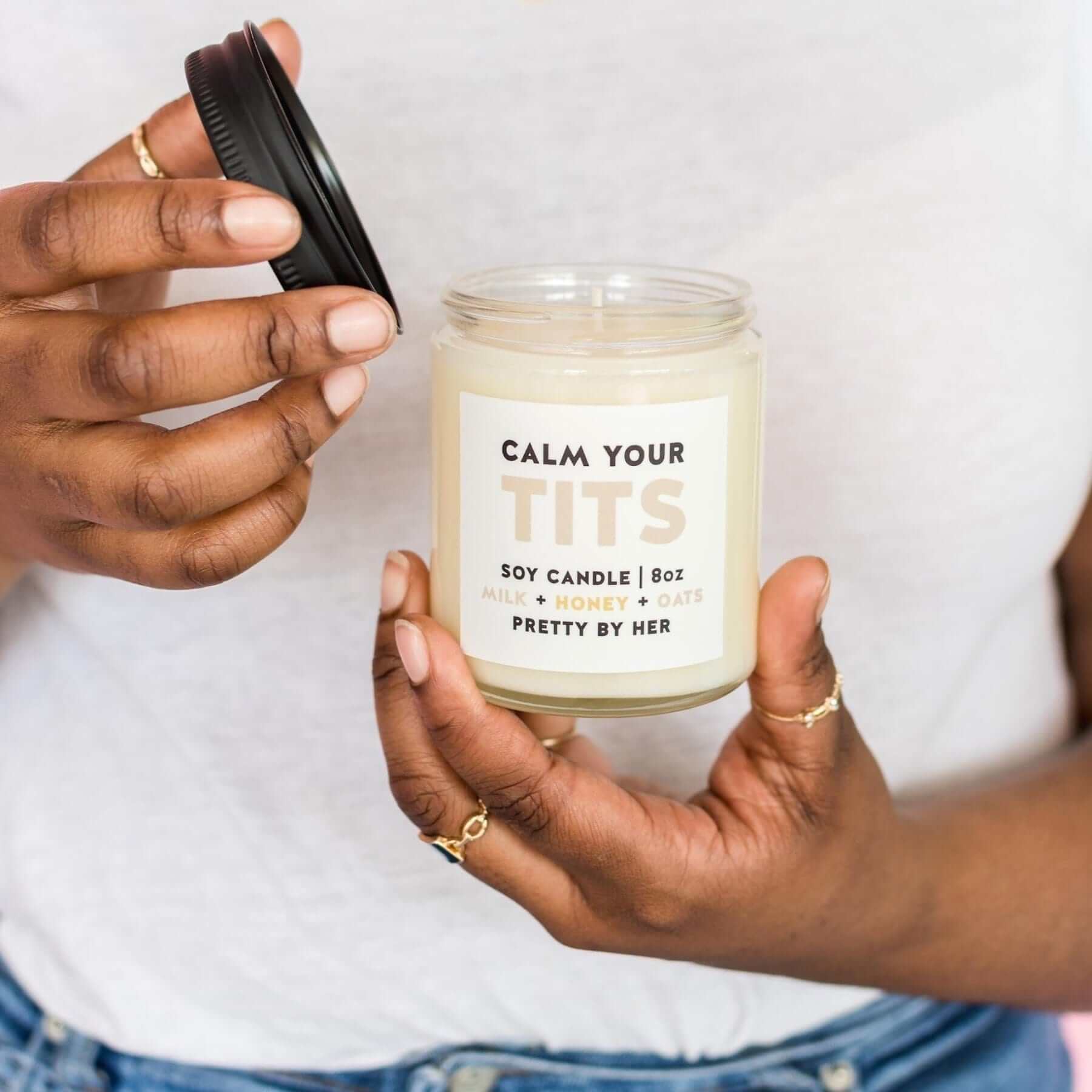 PRETTY BY HER Candles Pretty By Her, Calm Your Tits, Soy Candle, made in Canada