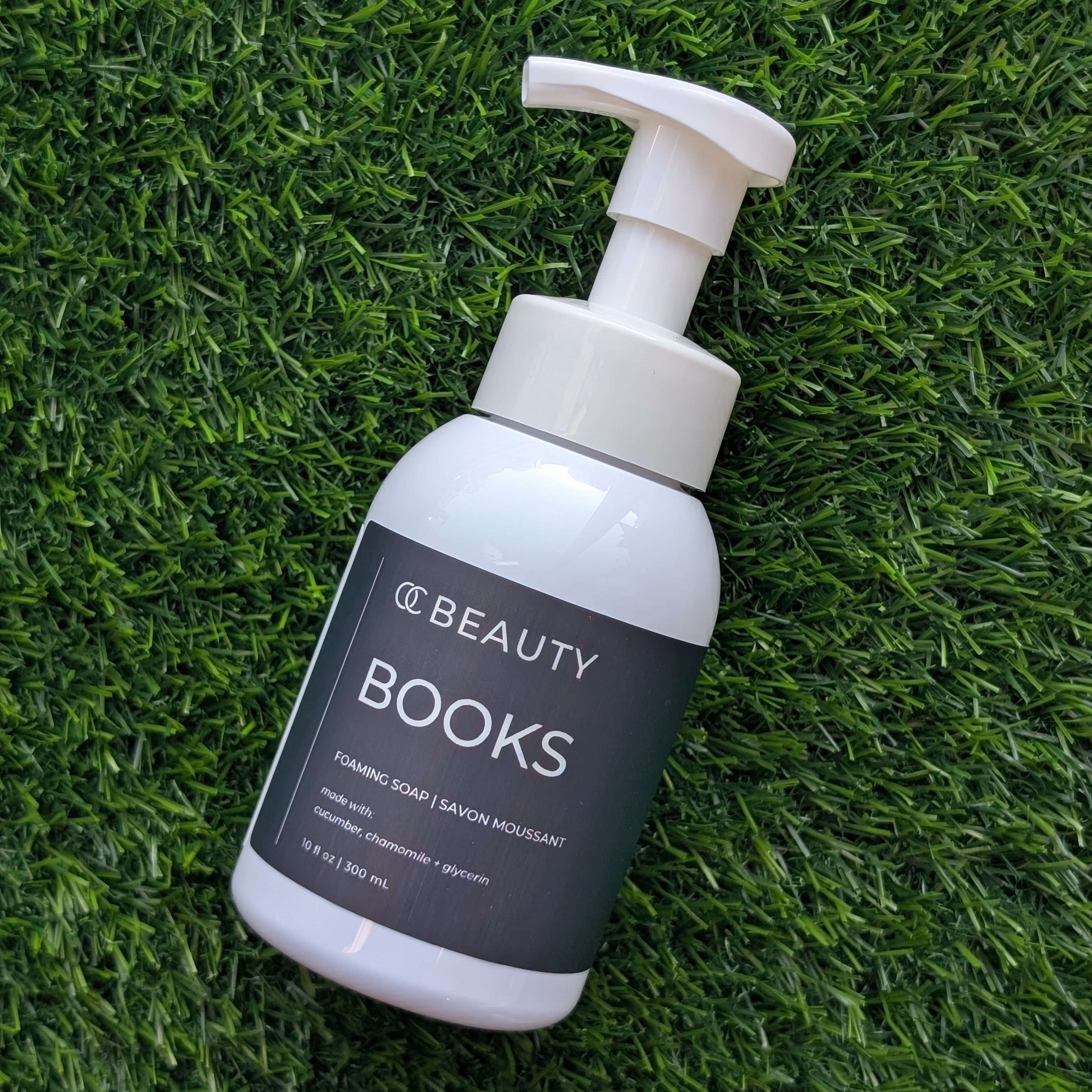Books Foaming Hand Soap on a grassy background