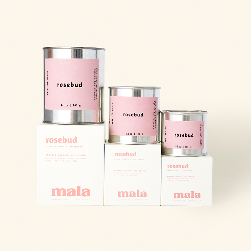 Rosebud and Maia skincare products on a white background