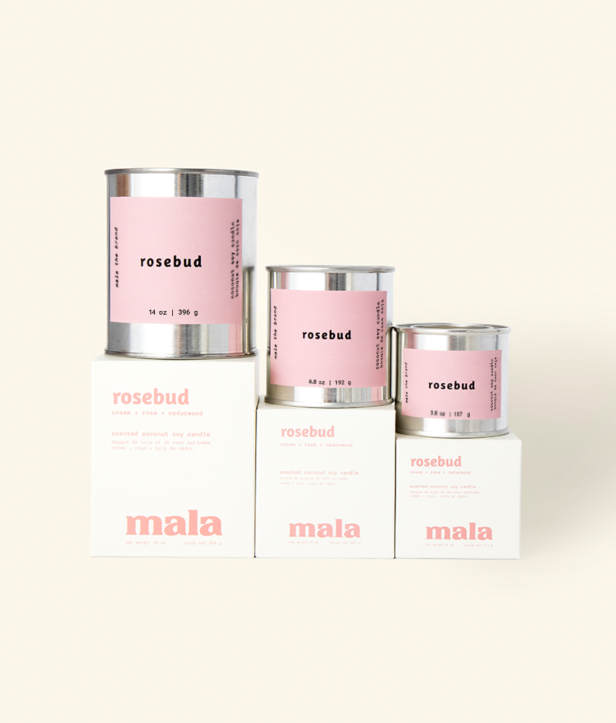 Rosebud and Maia skincare products on a white background