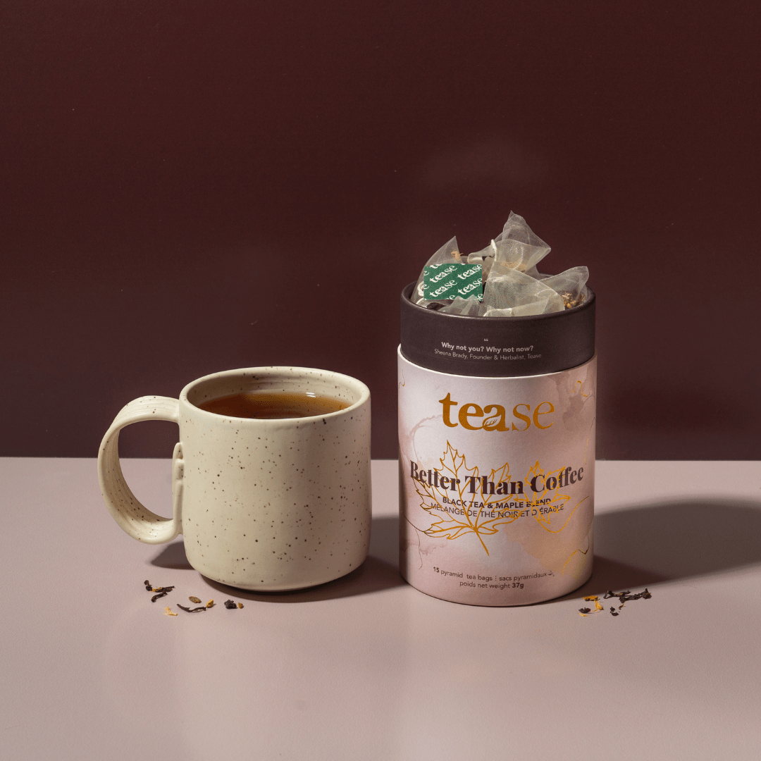 Energizing Black Tea Blend – Better Than Coffee | Tease Tea mug