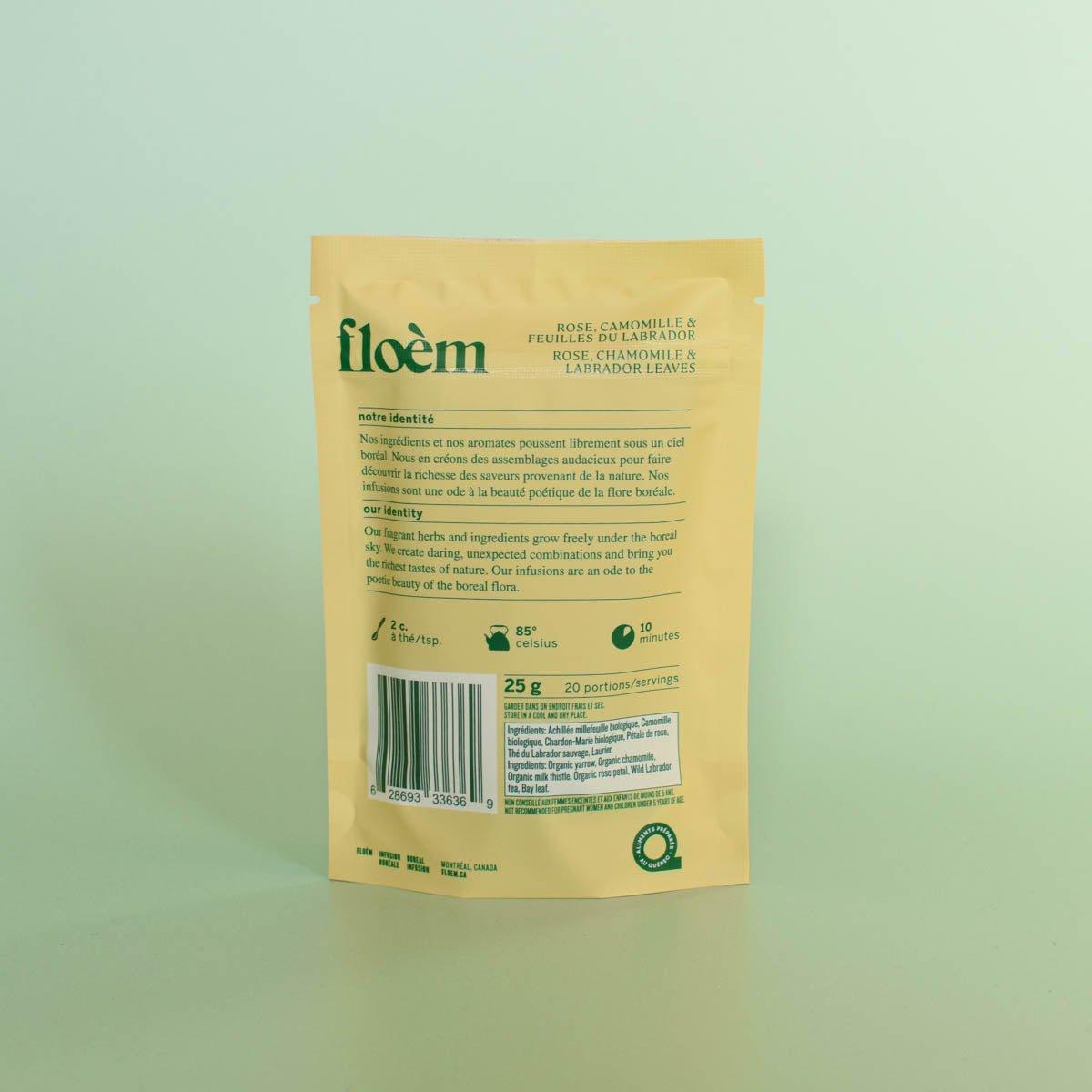 Rose & Chamomile Loose Herbal Tea | Floèm back label