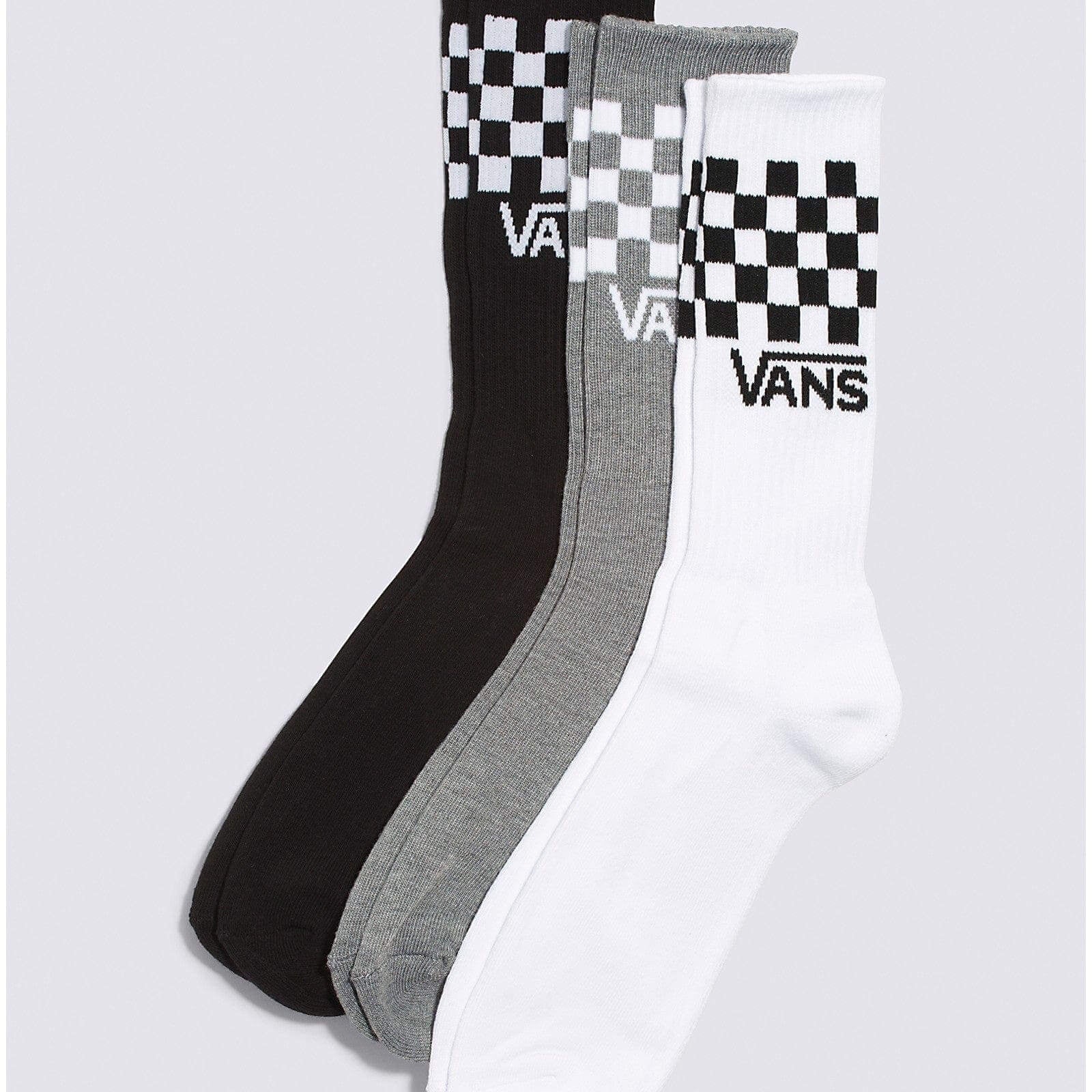 VANS Apparel & Accessories black/heather grey/white / M 9.5-13 Vans Checkerboard Crew Sock 3-Pack