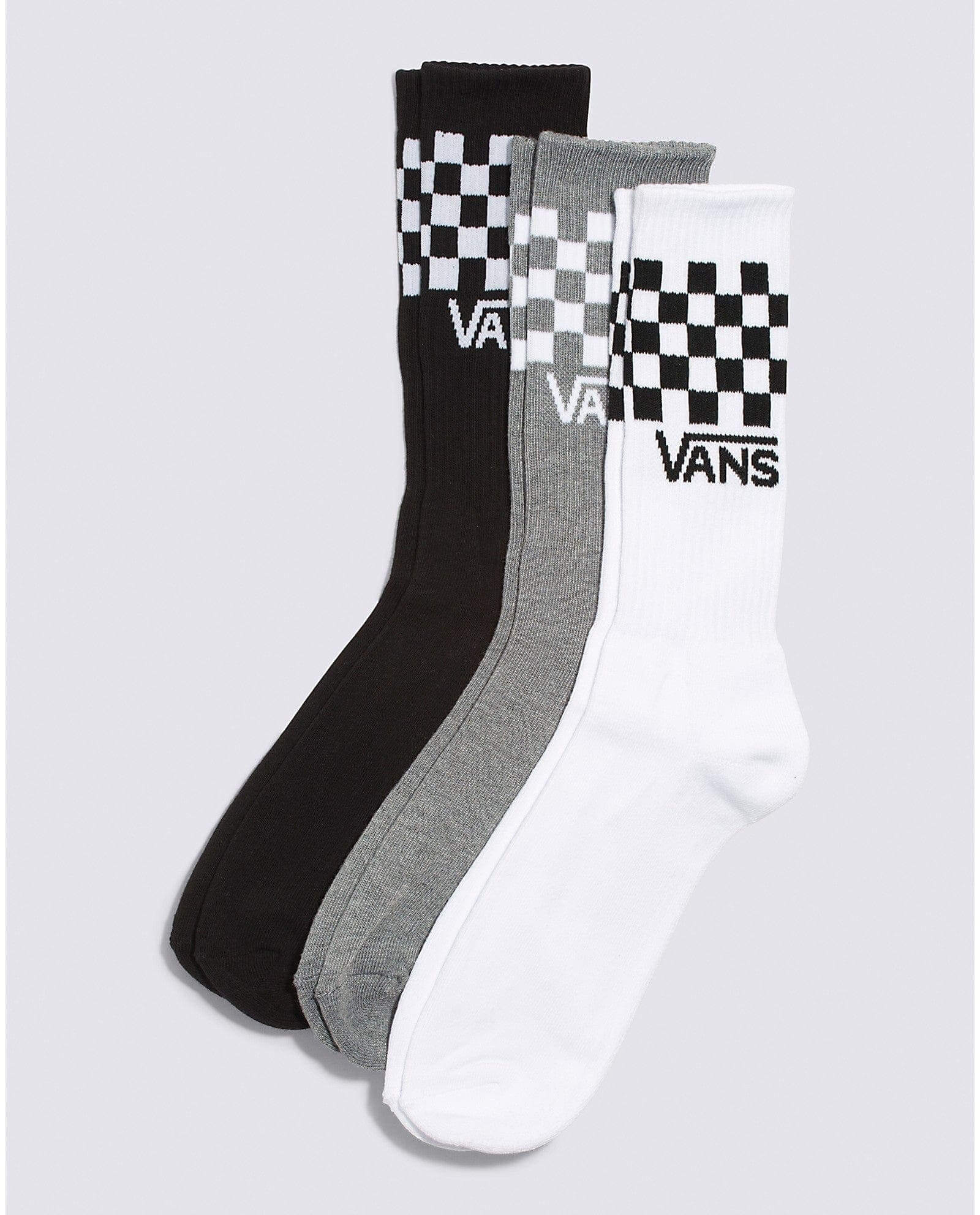 VANS Apparel & Accessories black/heather grey/white / M 9.5-13 Vans Checkerboard Crew Sock 3-Pack