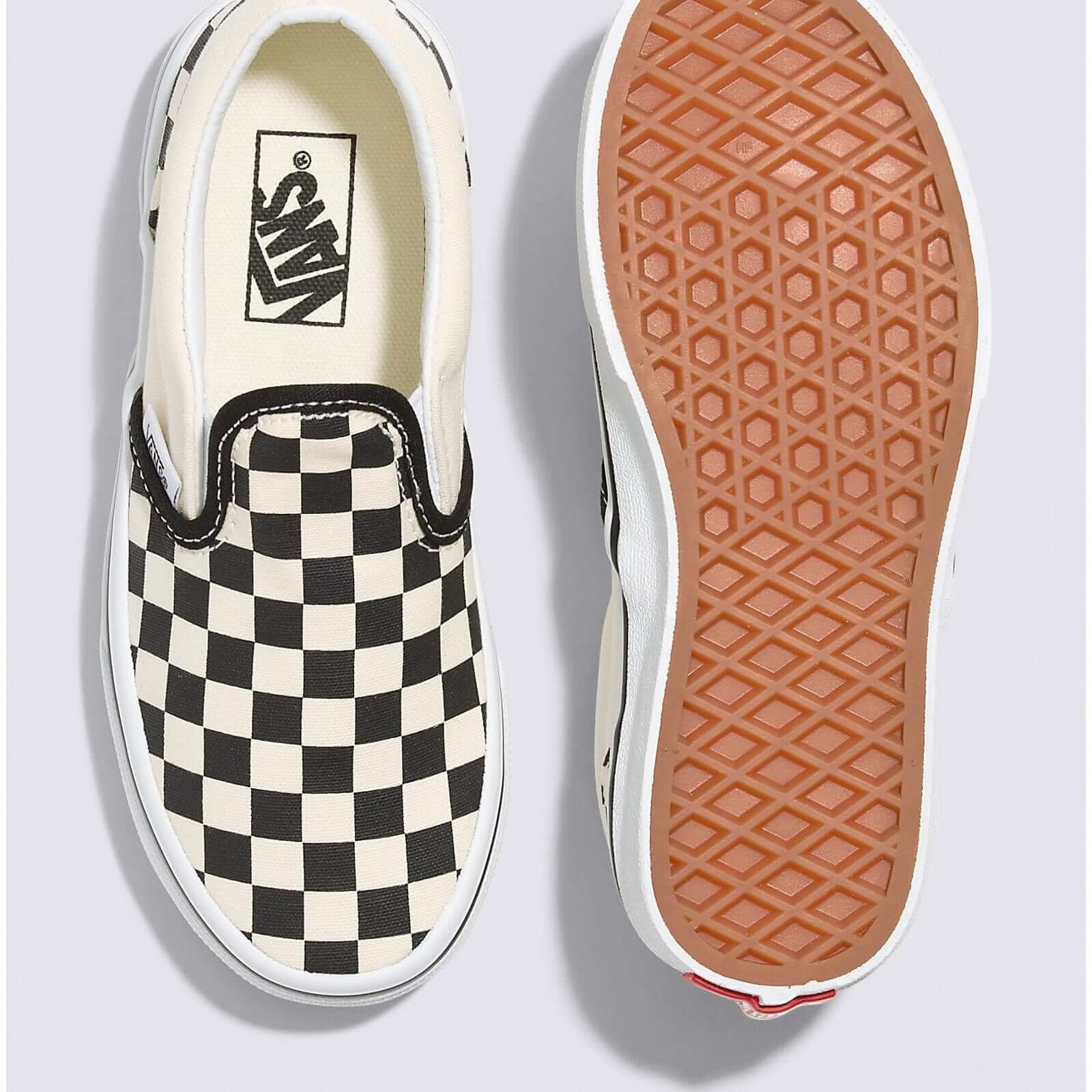 VANS Apparel & Accessories Vans Kids - UY Old Skool Slip On Black and White Checkerboard