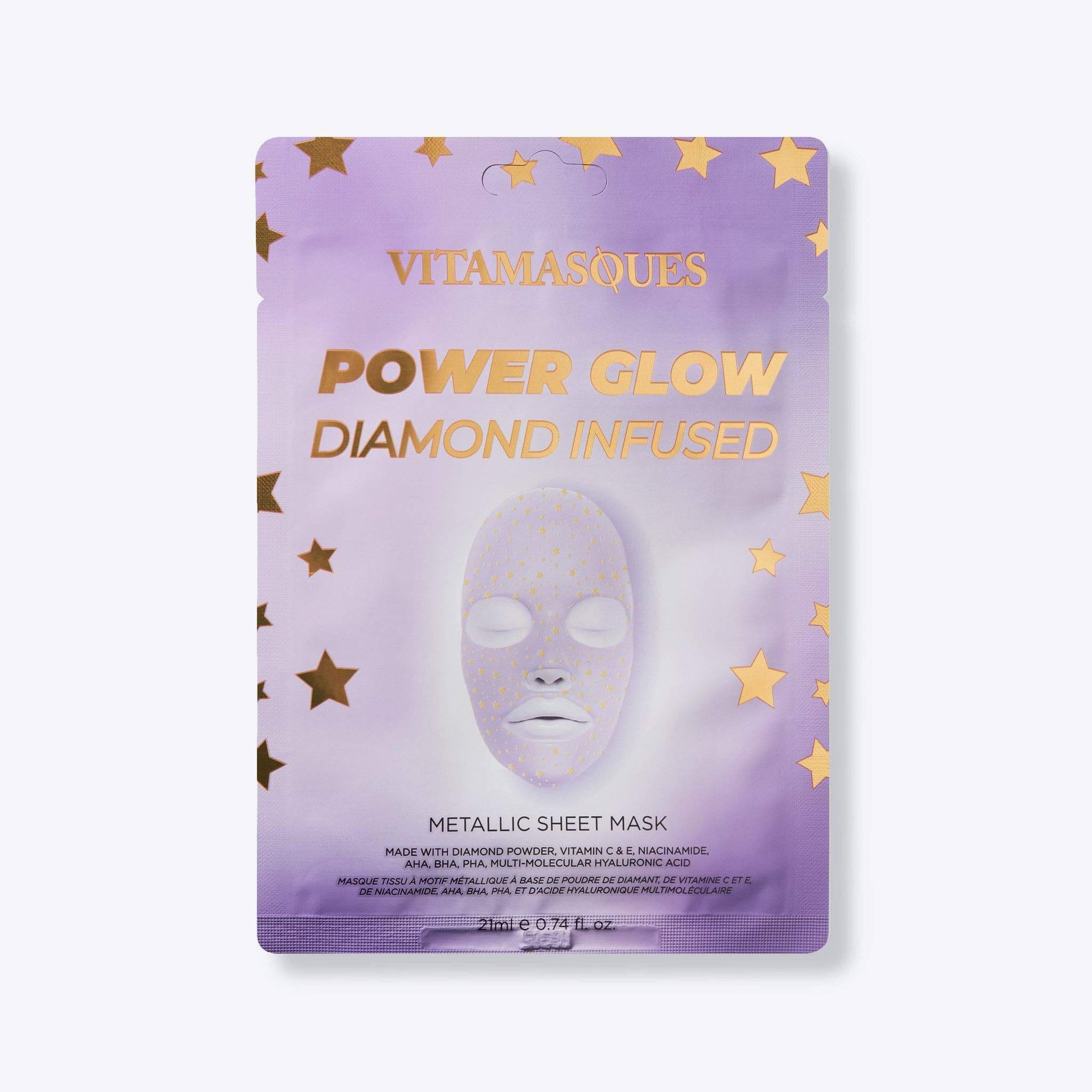 Vitamasques Power Glow Diamond Infused Metallic Face Sheet Mask 💎