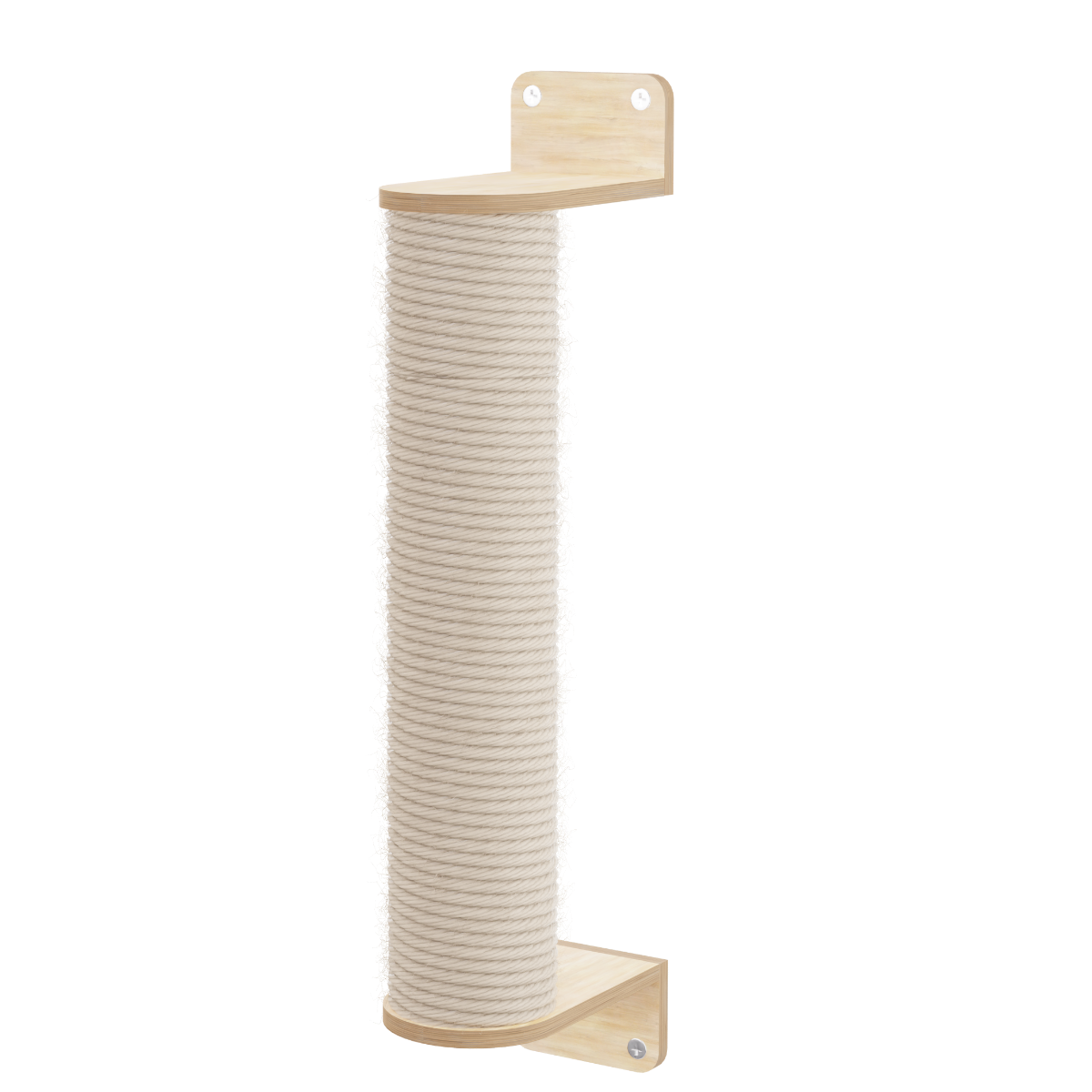 Cat climbing post with sisal rope on a white background