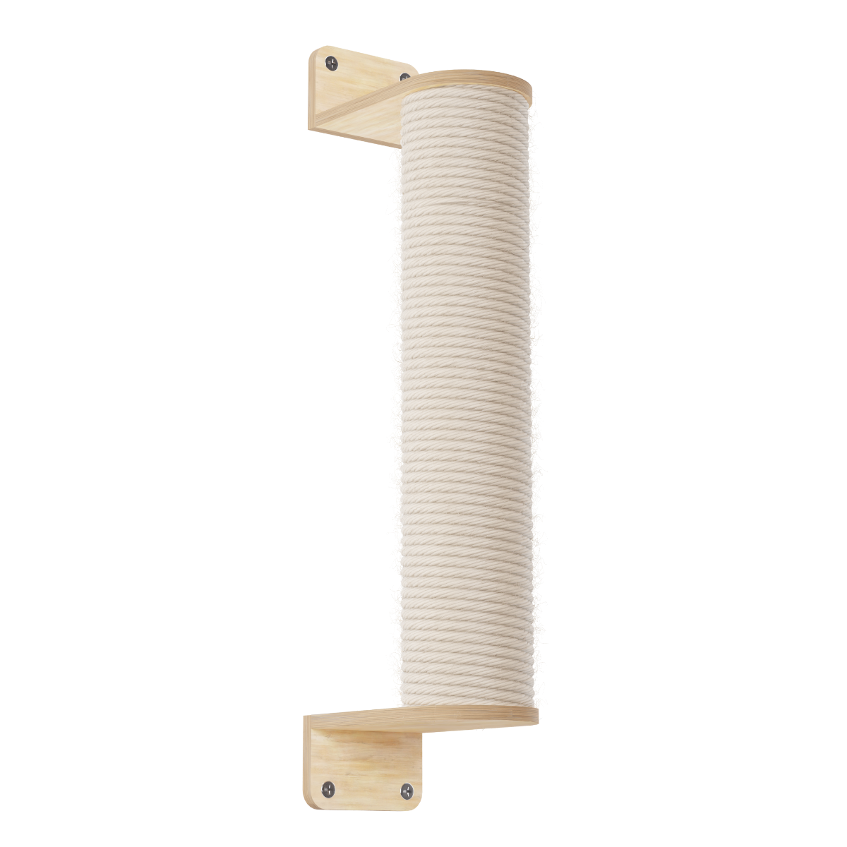 Wall-mounted lamp with wooden base and white ribbed shade on a white background