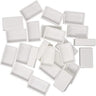Collection of white rectangular tiles on a white background