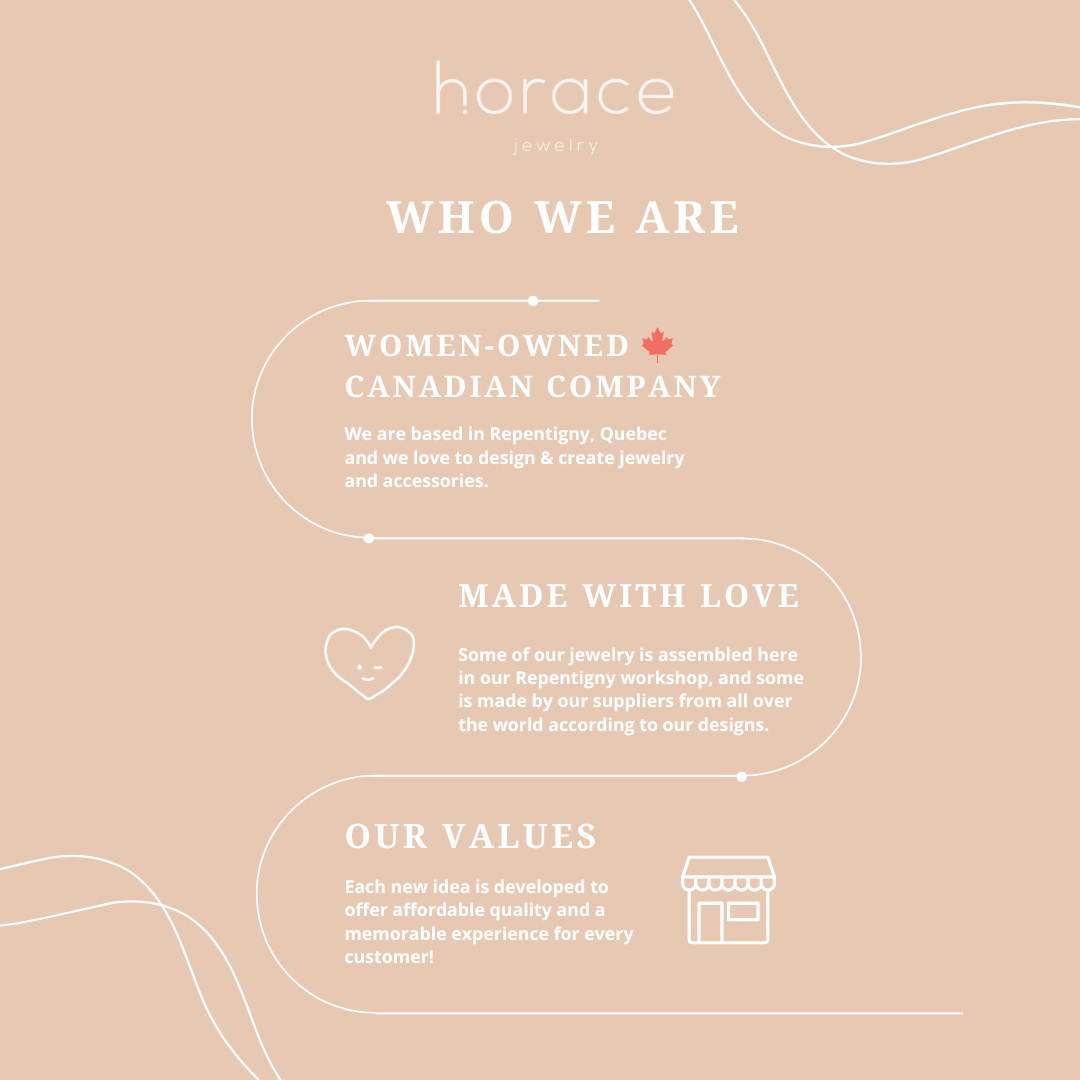 Horace Jewelry brand introduction on a beige background