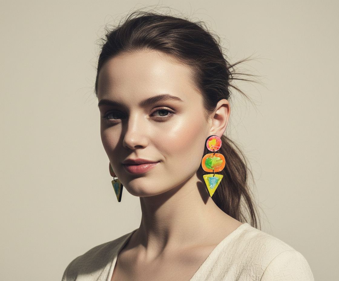 Colorful Abstract Lariat earrings Handmade by sassy sacha jewelry